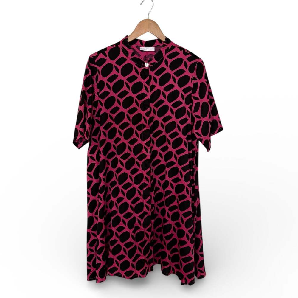 Bryn Walker Winona Cotton Poplin Pink and Black Geometric Print Tunic Dress